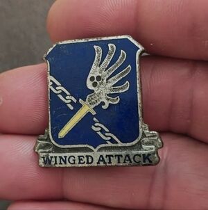 Vintage WWII 188th Airborne Infantry Regiment Winged Attack DUI Unit Crest Pin